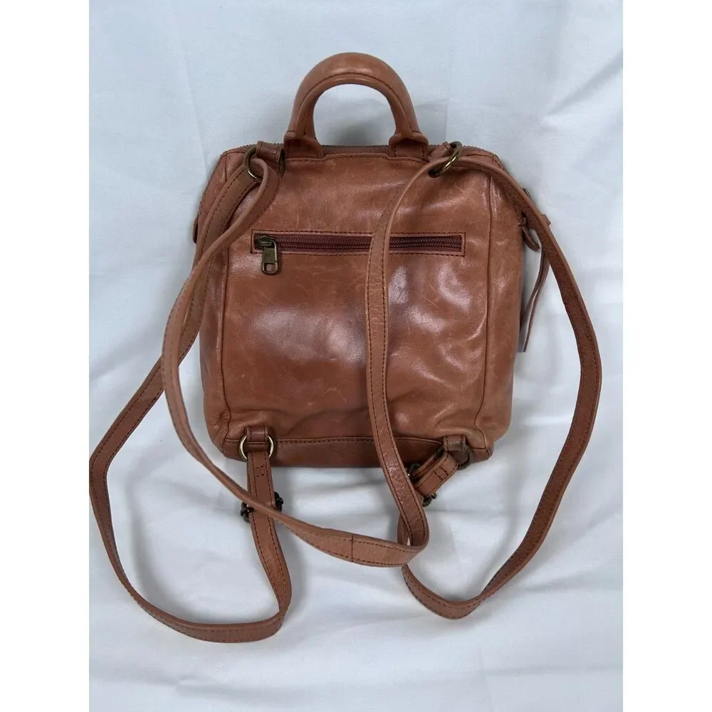 The Sak Loyola Leather Mini Backpack Crossbody Convertible Bag Brown Embossed